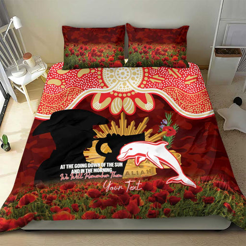 Personalised Dolphins Rugby ANZAC Day Bedding Set Last Post Poppy We Will Remember Them