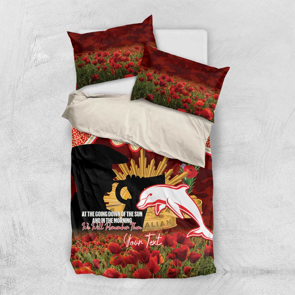 Personalised Dolphins Rugby ANZAC Day Bedding Set Last Post Poppy We Will Remember Them