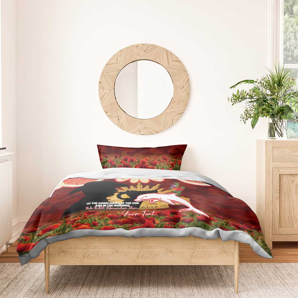 Personalised Dolphins Rugby ANZAC Day Bedding Set Last Post Poppy We Will Remember Them