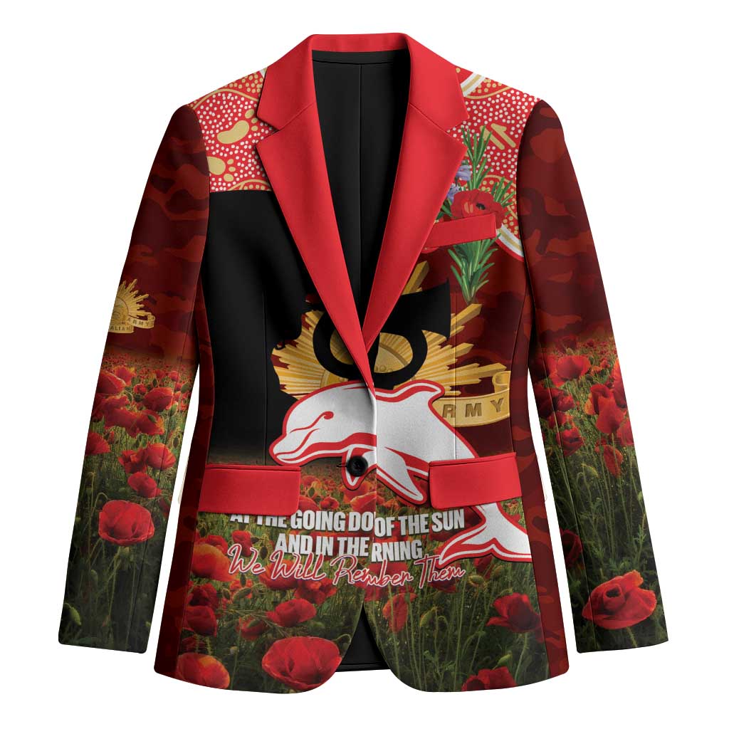 Personalised Dolphins Rugby ANZAC Day Blazer Last Post Poppy We Will Remember Them