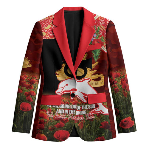 Personalised Dolphins Rugby ANZAC Day Blazer Last Post Poppy We Will Remember Them
