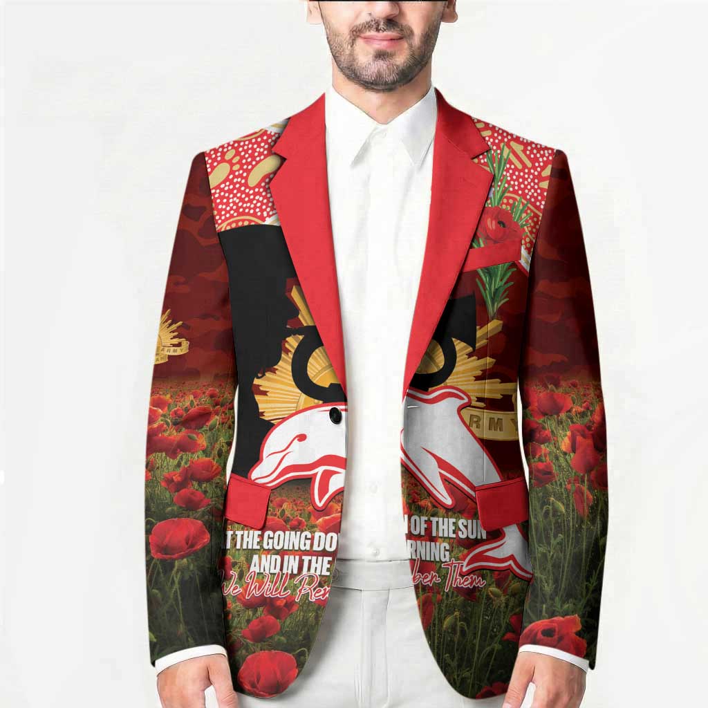 Personalised Dolphins Rugby ANZAC Day Blazer Last Post Poppy We Will Remember Them