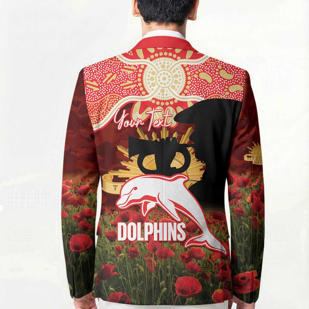 Personalised Dolphins Rugby ANZAC Day Blazer Last Post Poppy We Will Remember Them