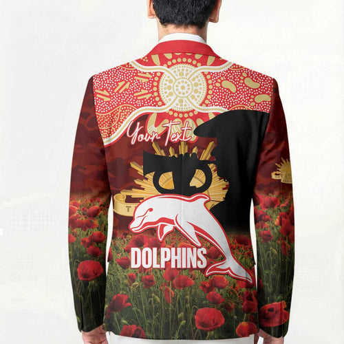 Personalised Dolphins Rugby ANZAC Day Blazer Last Post Poppy We Will Remember Them