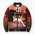Personalised Dolphins Rugby ANZAC Day Bomber Puffer Jacket Last Post Poppy We Will Remember Them