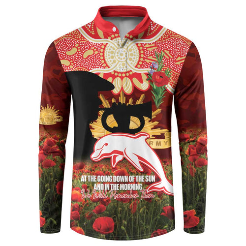 Personalised Dolphins Rugby ANZAC Day Button Sweatshirt Last Post Poppy We Will Remember Them