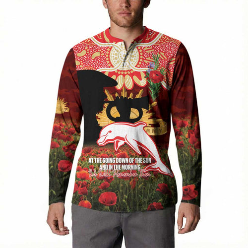 Personalised Dolphins Rugby ANZAC Day Button Sweatshirt Last Post Poppy We Will Remember Them