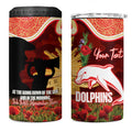 Personalised Dolphins Rugby ANZAC Day 4 in 1 Can Cooler Tumbler Last Post Poppy We Will Remember Them