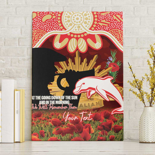 Personalised Dolphins Rugby ANZAC Day Canvas Wall Art Last Post Poppy We Will Remember Them