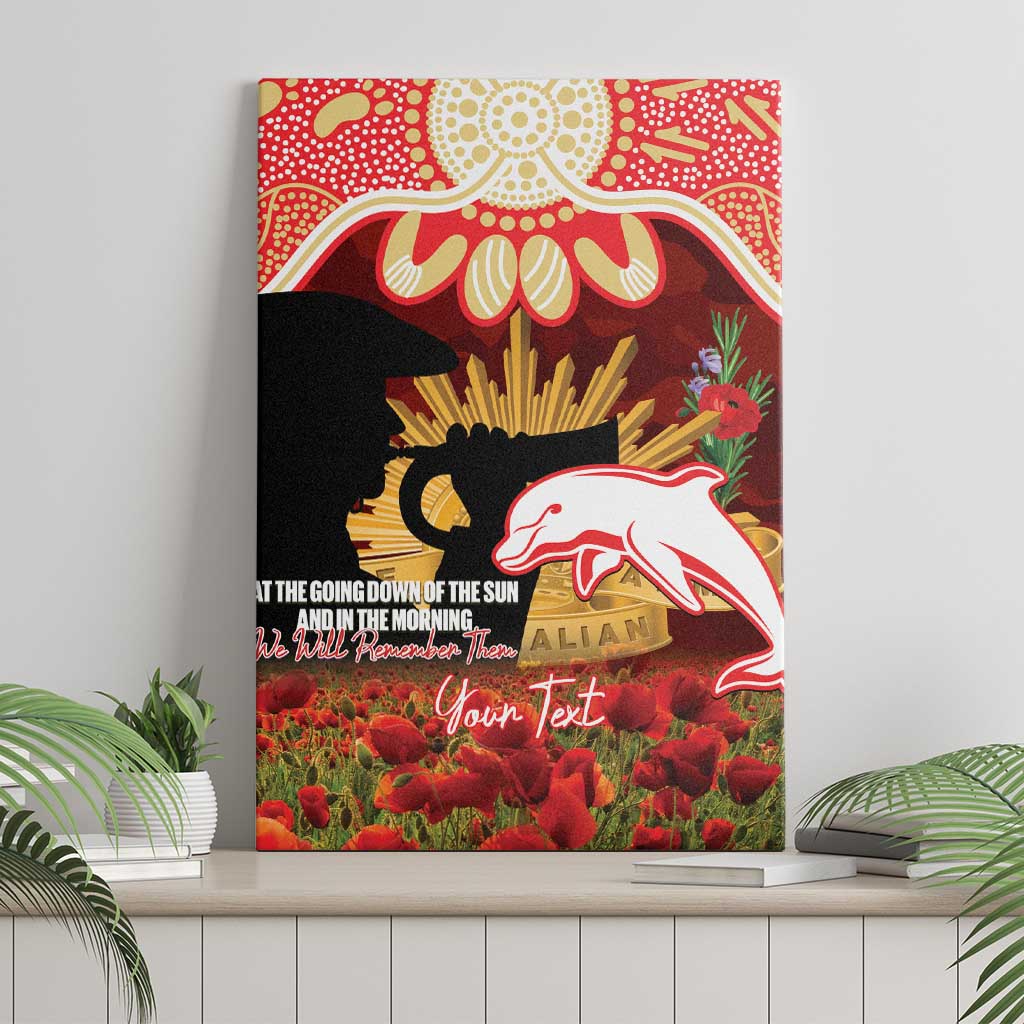 Personalised Dolphins Rugby ANZAC Day Canvas Wall Art Last Post Poppy We Will Remember Them