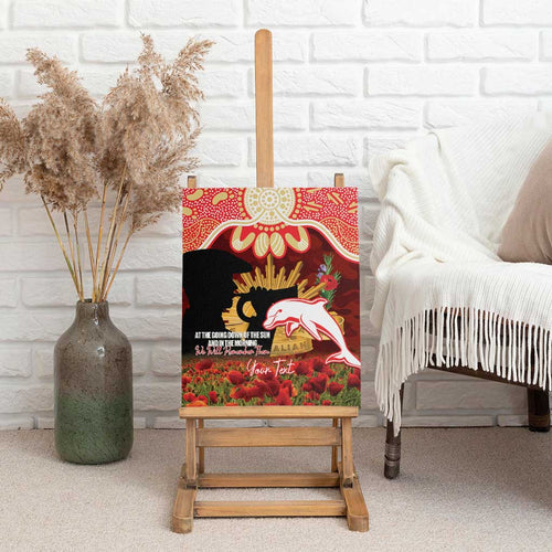 Personalised Dolphins Rugby ANZAC Day Canvas Wall Art Last Post Poppy We Will Remember Them