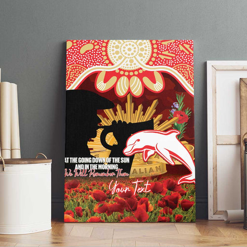 Personalised Dolphins Rugby ANZAC Day Canvas Wall Art Last Post Poppy We Will Remember Them