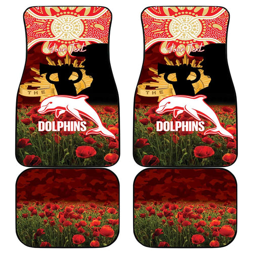 Personalised Dolphins Rugby ANZAC Day Car Mats Last Post Poppy We Will Remember Them