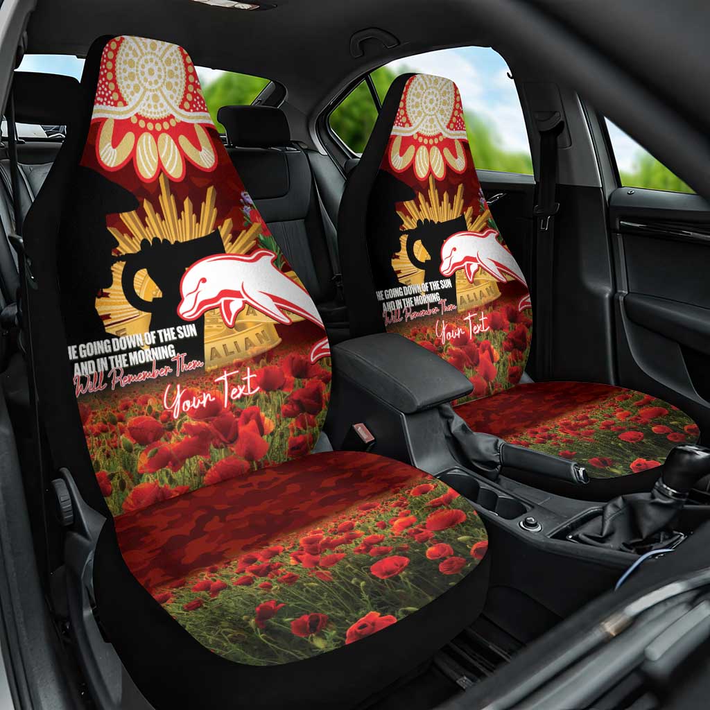 Personalised Dolphins Rugby ANZAC Day Car Seat Cover Last Post Poppy We Will Remember Them