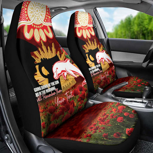 Personalised Dolphins Rugby ANZAC Day Car Seat Cover Last Post Poppy We Will Remember Them