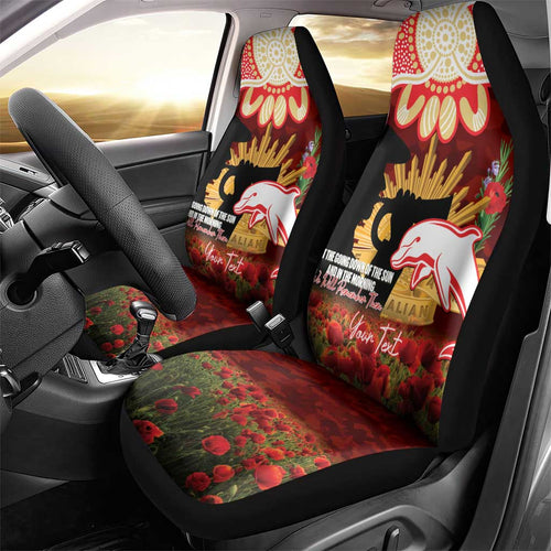 Personalised Dolphins Rugby ANZAC Day Car Seat Cover Last Post Poppy We Will Remember Them