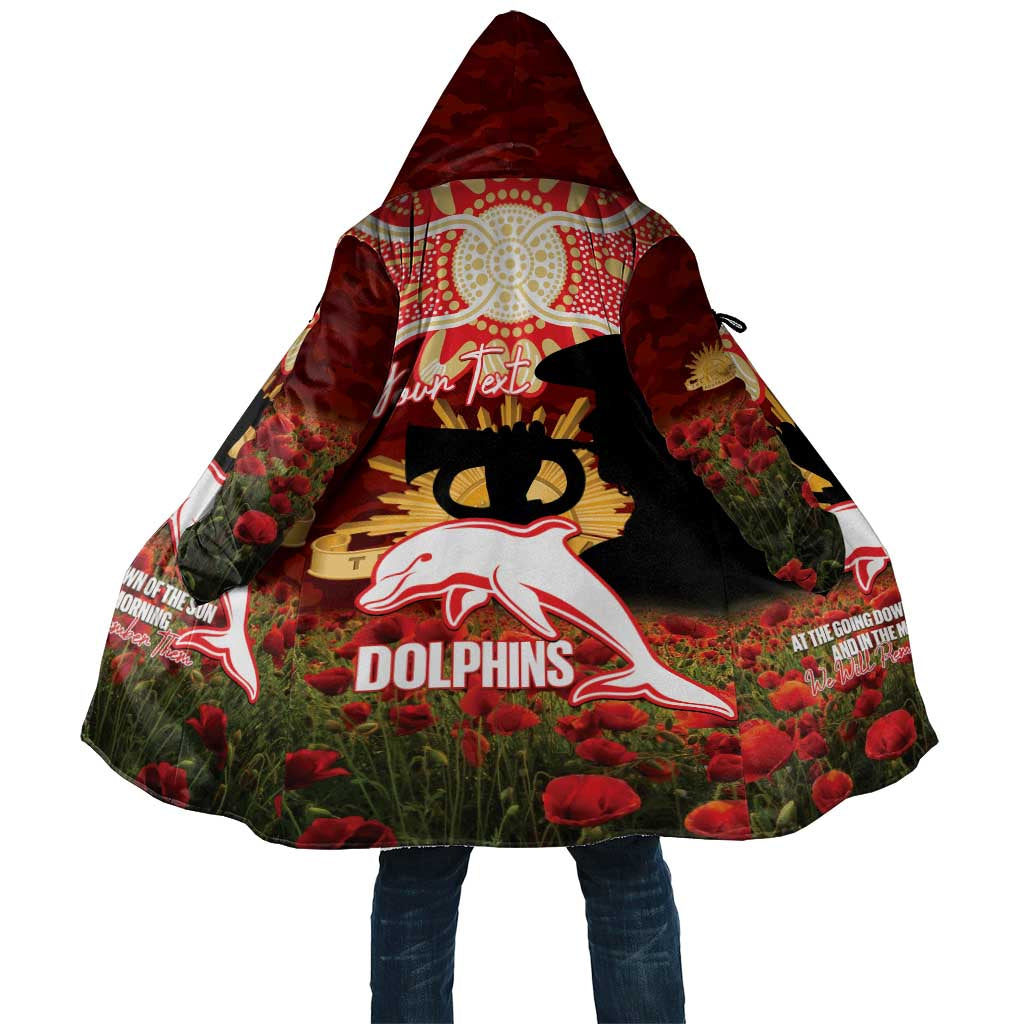 Personalised Dolphins Rugby ANZAC Day Cloak Last Post Poppy We Will Remember Them