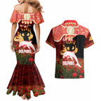 Personalised Dolphins Rugby ANZAC Day Couples Matching Mermaid Dress and Hawaiian Shirt Last Post Poppy We Will Remember Them