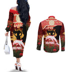 Personalised Dolphins Rugby ANZAC Day Couples Matching Off The Shoulder Long Sleeve Dress and Long Sleeve Button Shirt Last Post Poppy We Will Remember Them
