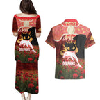 Personalised Dolphins Rugby ANZAC Day Couples Matching Puletasi and Hawaiian Shirt Last Post Poppy We Will Remember Them