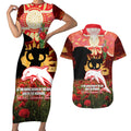 Personalised Dolphins Rugby ANZAC Day Couples Matching Short Sleeve Bodycon Dress and Hawaiian Shirt Last Post Poppy We Will Remember Them
