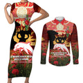 Personalised Dolphins Rugby ANZAC Day Couples Matching Short Sleeve Bodycon Dress and Long Sleeve Button Shirt Last Post Poppy We Will Remember Them