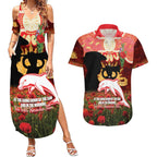 Personalised Dolphins Rugby ANZAC Day Couples Matching Summer Maxi Dress and Hawaiian Shirt Last Post Poppy We Will Remember Them