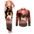 Personalised Dolphins Rugby ANZAC Day Couples Matching Tank Maxi Dress and Long Sleeve Button Shirt Last Post Poppy We Will Remember Them
