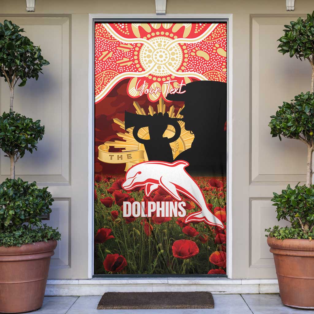 Personalised Dolphins Rugby ANZAC Day Door Cover Last Post Poppy We Will Remember Them