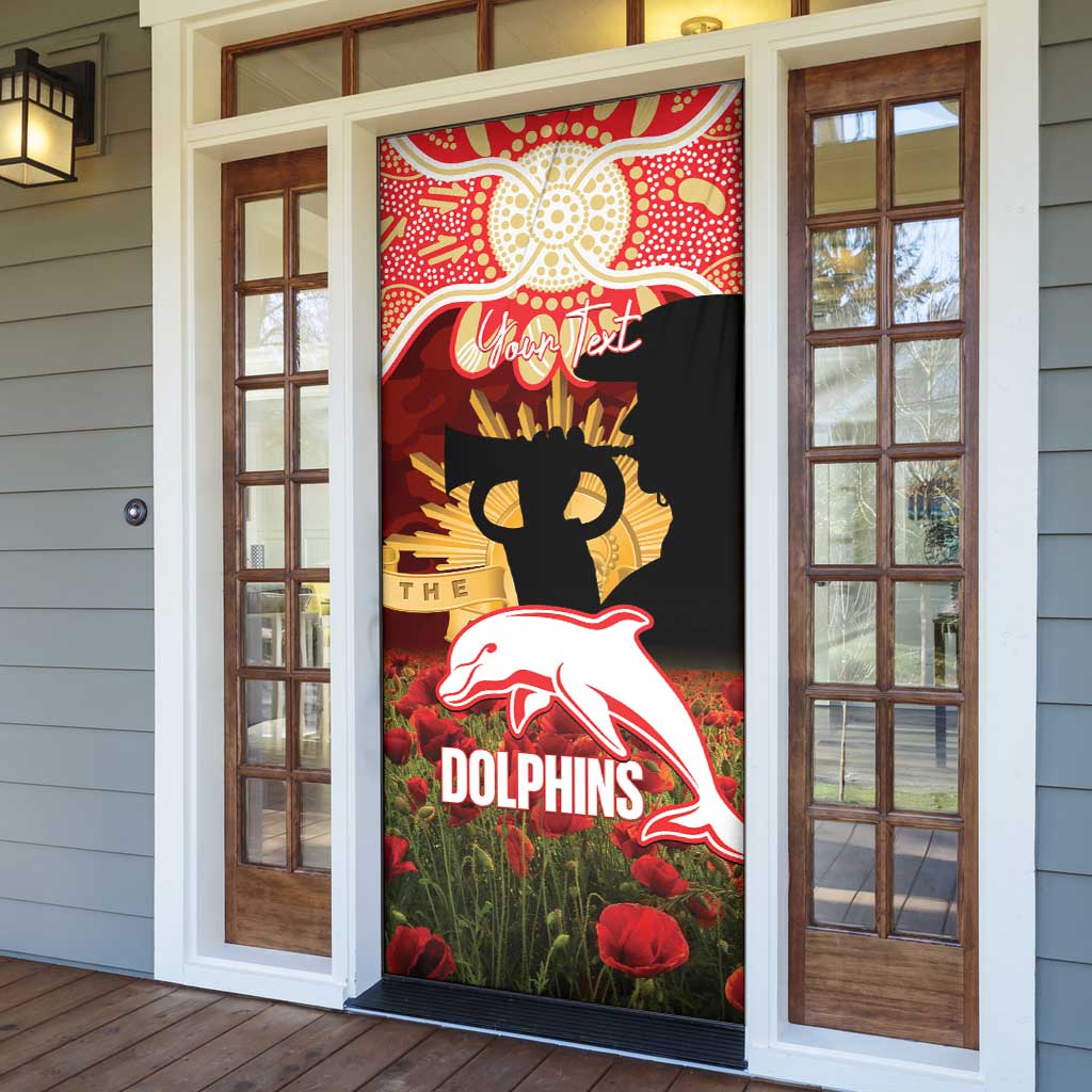 Personalised Dolphins Rugby ANZAC Day Door Cover Last Post Poppy We Will Remember Them