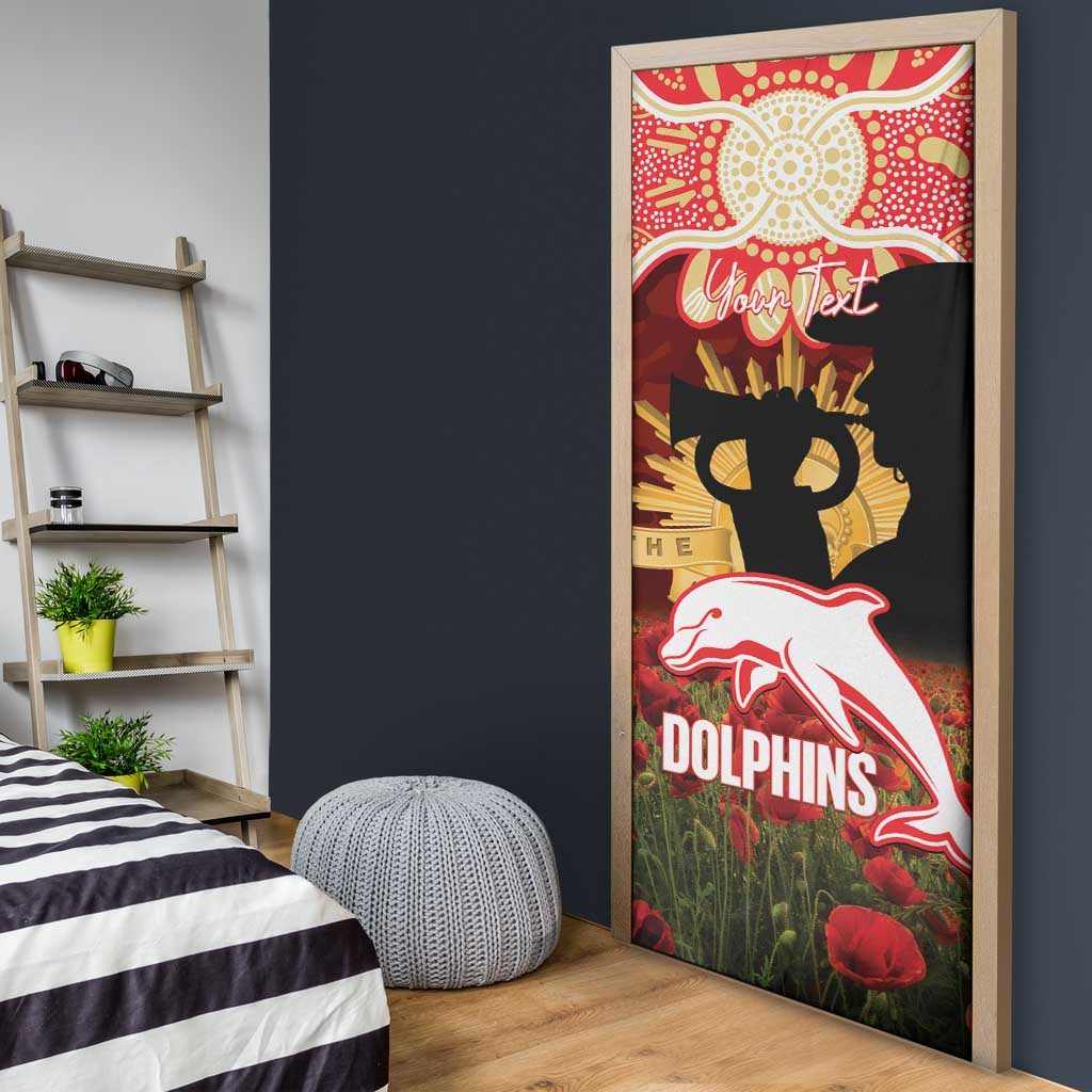 Personalised Dolphins Rugby ANZAC Day Door Cover Last Post Poppy We Will Remember Them