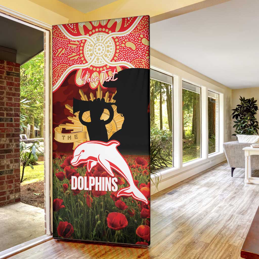Personalised Dolphins Rugby ANZAC Day Door Cover Last Post Poppy We Will Remember Them