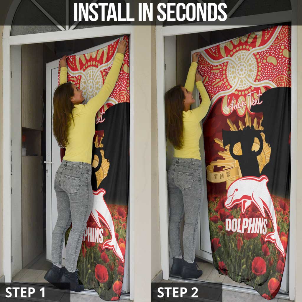 Personalised Dolphins Rugby ANZAC Day Door Cover Last Post Poppy We Will Remember Them