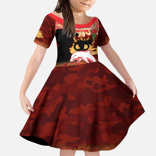Personalised Dolphins Rugby ANZAC Day Family Matching Long Sleeve Bodycon Dress and Hawaiian Shirt Last Post Poppy We Will Remember Them