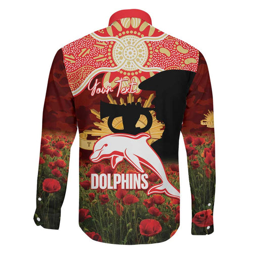 Personalised Dolphins Rugby ANZAC Day Family Matching Long Sleeve Bodycon Dress and Hawaiian Shirt Last Post Poppy We Will Remember Them