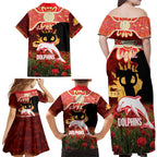 Personalised Dolphins Rugby ANZAC Day Family Matching Off Shoulder Maxi Dress and Hawaiian Shirt Last Post Poppy We Will Remember Them