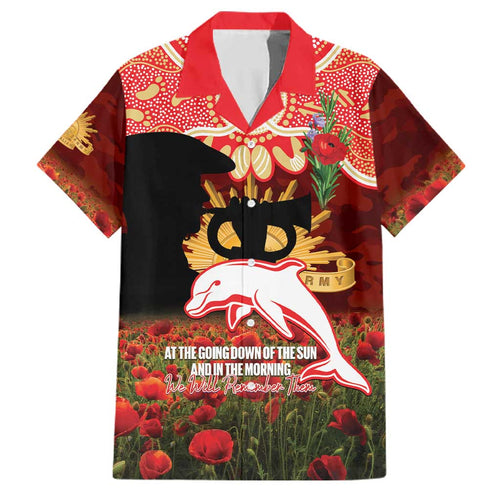 Personalised Dolphins Rugby ANZAC Day Family Matching Off Shoulder Maxi Dress and Hawaiian Shirt Last Post Poppy We Will Remember Them