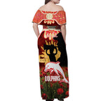 Personalised Dolphins Rugby ANZAC Day Family Matching Off Shoulder Maxi Dress and Hawaiian Shirt Last Post Poppy We Will Remember Them