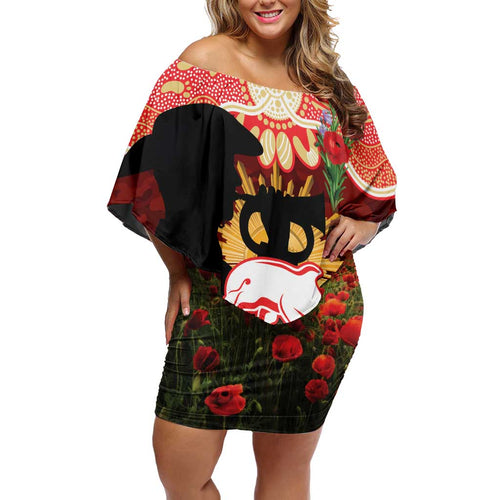 Personalised Dolphins Rugby ANZAC Day Family Matching Off Shoulder Short Dress and Hawaiian Shirt Last Post Poppy We Will Remember Them