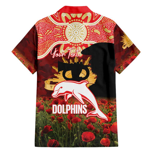Personalised Dolphins Rugby ANZAC Day Family Matching Short Sleeve Bodycon Dress and Hawaiian Shirt Last Post Poppy We Will Remember Them