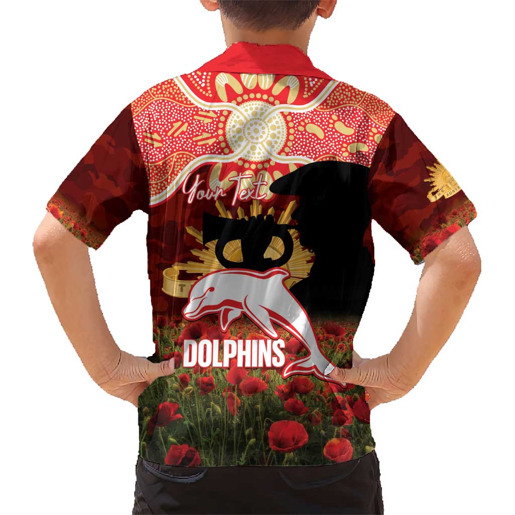 Personalised Dolphins Rugby ANZAC Day Family Matching Summer Maxi Dress and Hawaiian Shirt Last Post Poppy We Will Remember Them