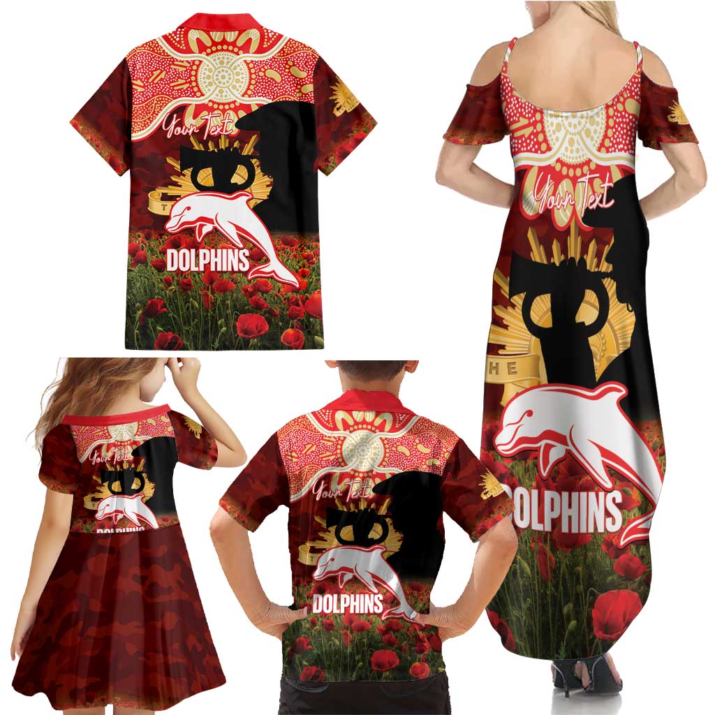 Personalised Dolphins Rugby ANZAC Day Family Matching Summer Maxi Dress and Hawaiian Shirt Last Post Poppy We Will Remember Them
