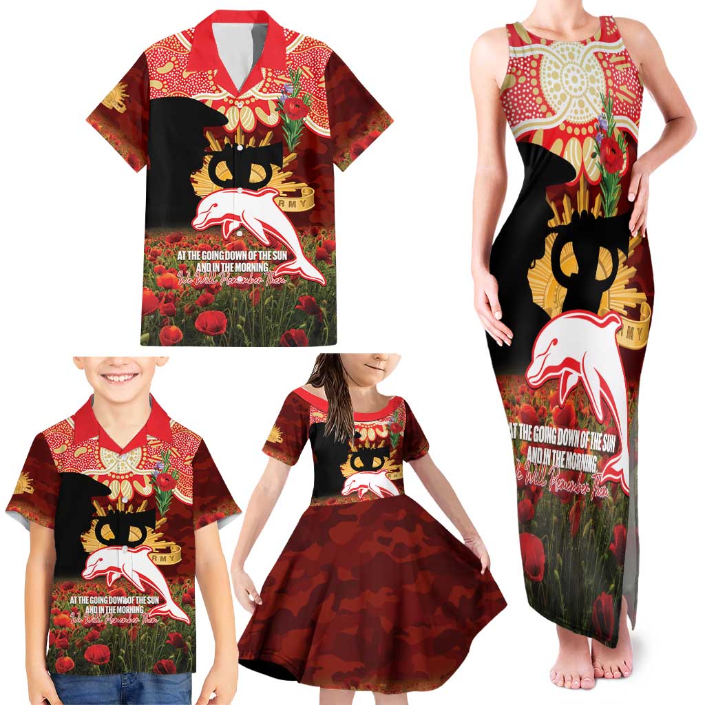 Personalised Dolphins Rugby ANZAC Day Family Matching Tank Maxi Dress and Hawaiian Shirt Last Post Poppy We Will Remember Them