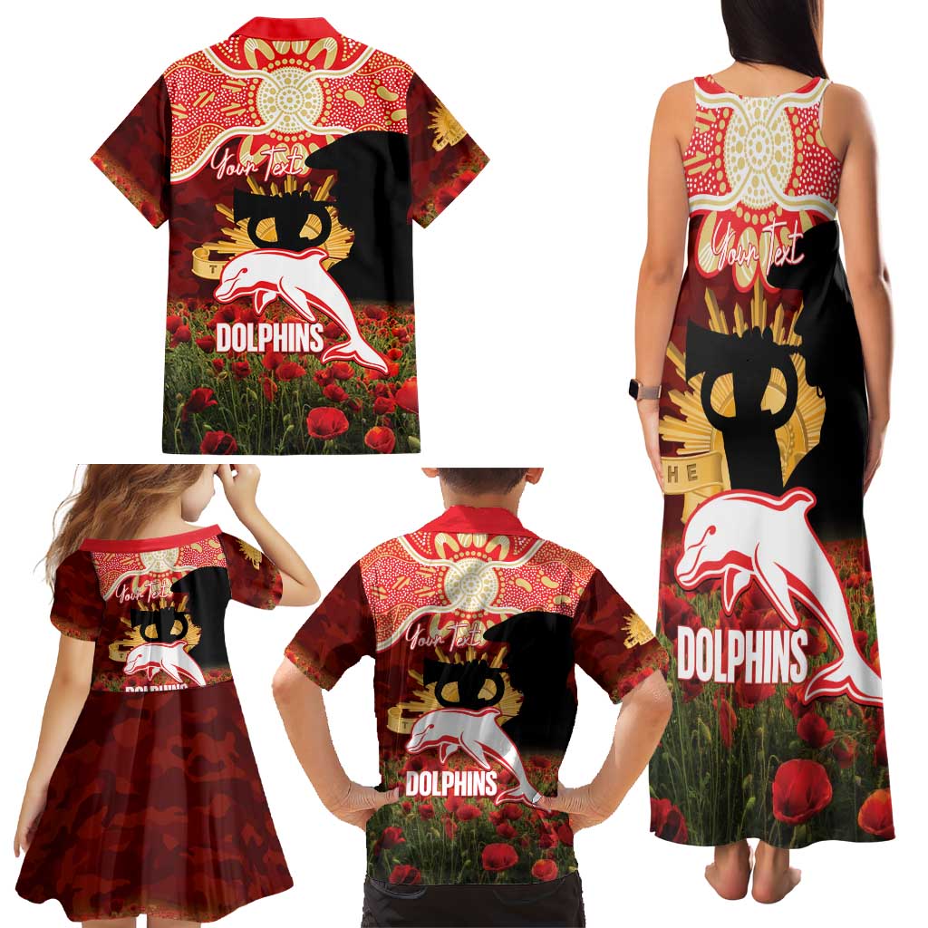 Personalised Dolphins Rugby ANZAC Day Family Matching Tank Maxi Dress and Hawaiian Shirt Last Post Poppy We Will Remember Them