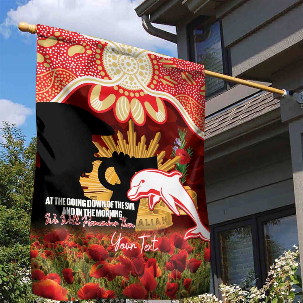 Personalised Dolphins Rugby ANZAC Day Garden Flag Last Post Poppy We Will Remember Them