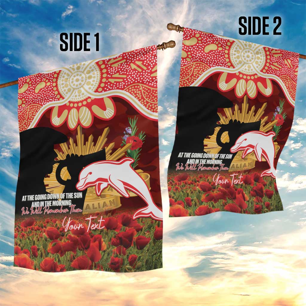 Personalised Dolphins Rugby ANZAC Day Garden Flag Last Post Poppy We Will Remember Them