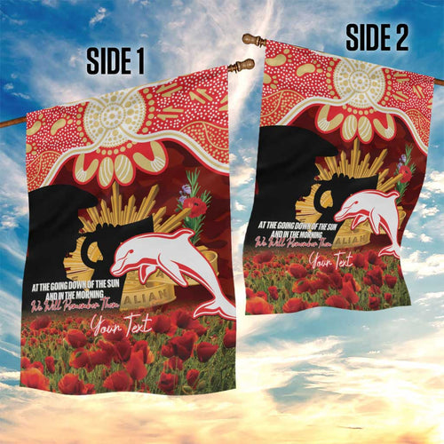 Personalised Dolphins Rugby ANZAC Day Garden Flag Last Post Poppy We Will Remember Them