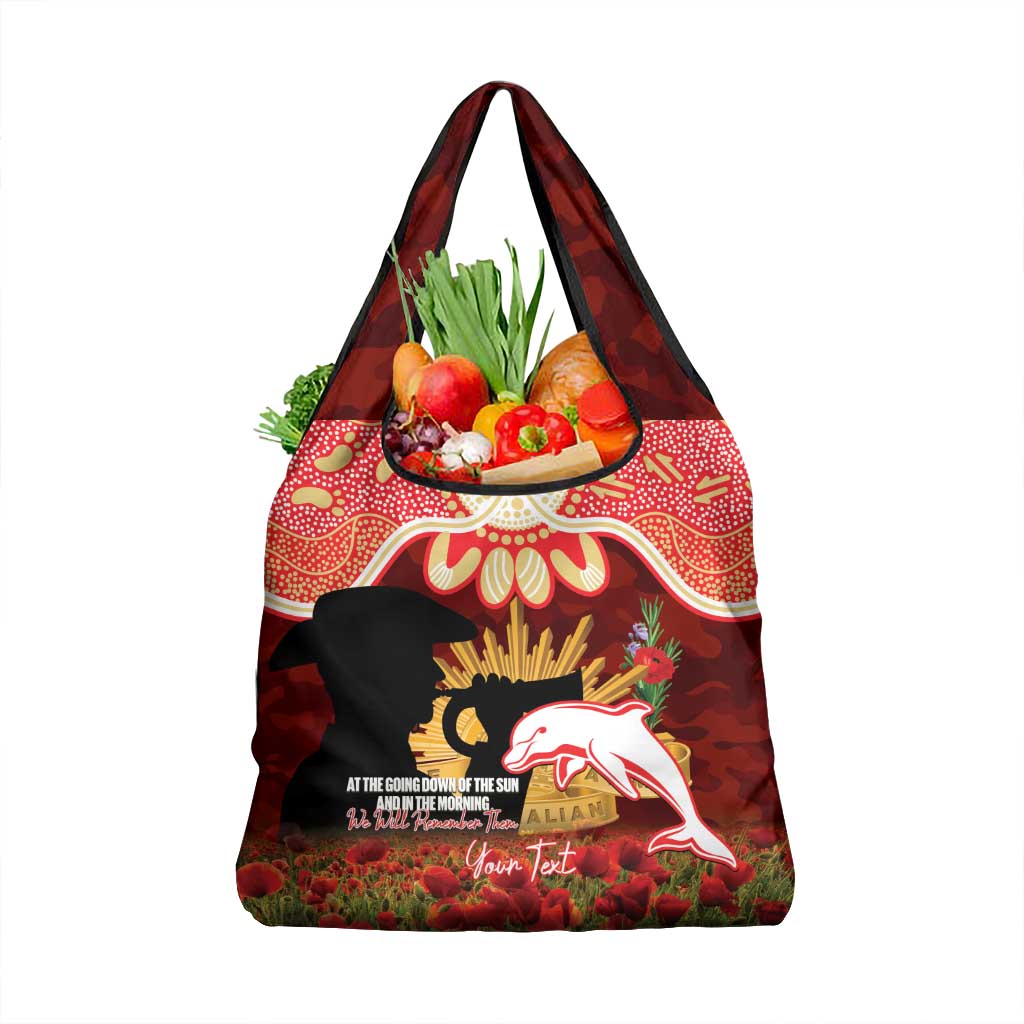 Personalised Dolphins Rugby ANZAC Day Grocery Bag Last Post Poppy We Will Remember Them