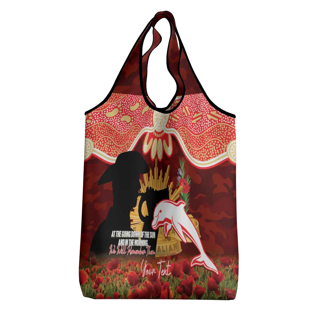 Personalised Dolphins Rugby ANZAC Day Grocery Bag Last Post Poppy We Will Remember Them