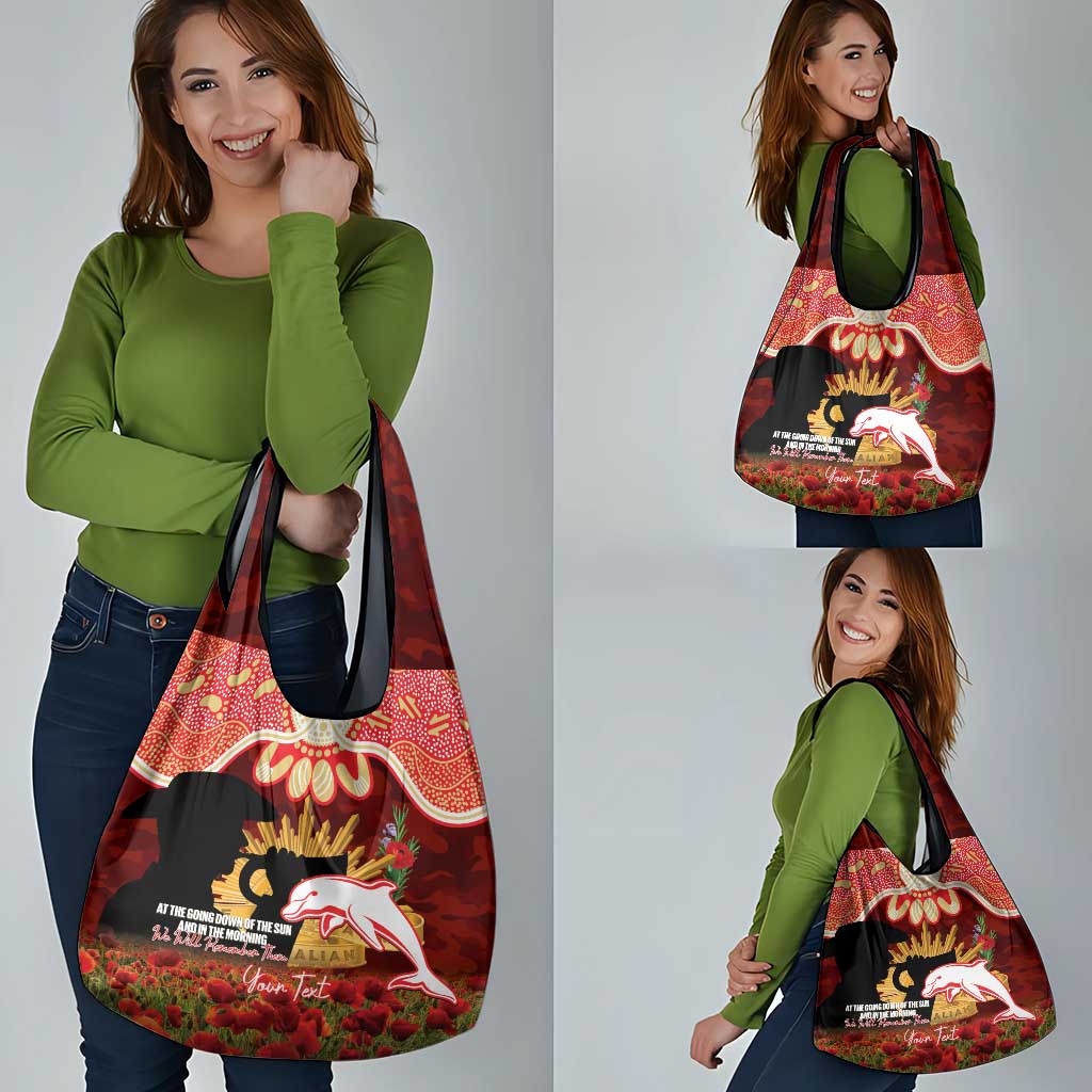 Personalised Dolphins Rugby ANZAC Day Grocery Bag Last Post Poppy We Will Remember Them